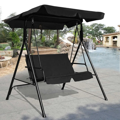 Kadyn Patio Swings for Porch,Comfortable Porch Swings,Loveseat Cushioned Patio Steel Frame Swing Glider -Black