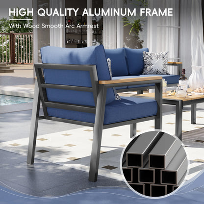 Poteban Aluminum Patio Furniture Sofa,All-Weather Metal Outdoor Sofa,Modern Couch with Waterproof Covers,Gray(Two Armchair)
