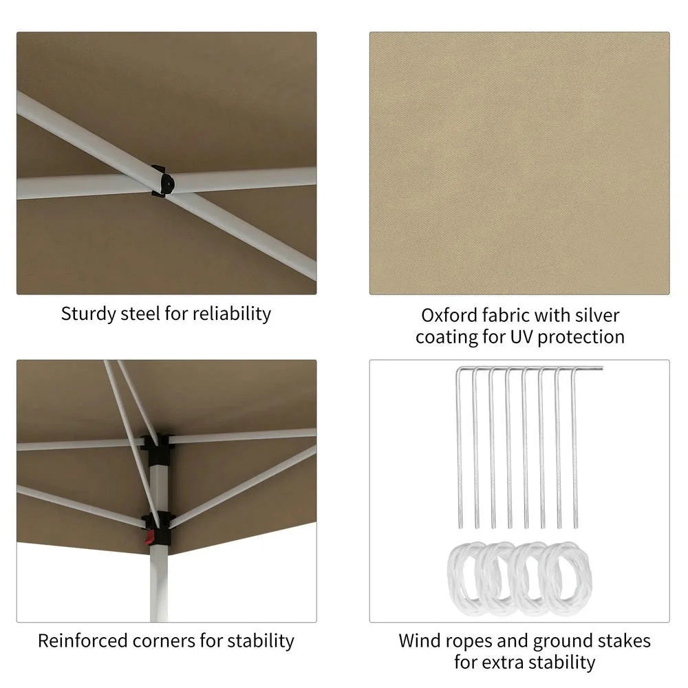 Barara King Outdoor Canopy Tent, Patio Portable Canopy,13' x 13' Pop Up Canopy Tent with Height Adjustable, Carry Bag for Outdoor, Garden, Patio, Beige