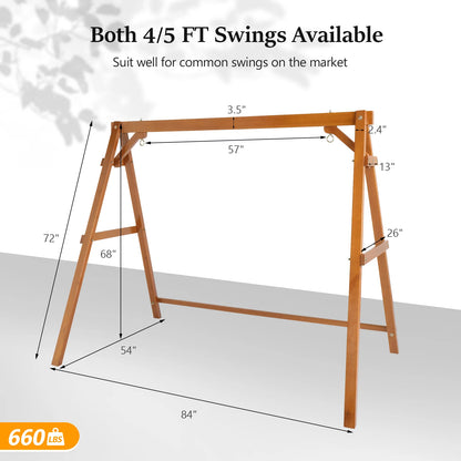 VINGLI Heavy Duty Patio Porch Swing Stand Support 660 LBS A-Frame Design, Solid Fir Wood, 5FT Brown