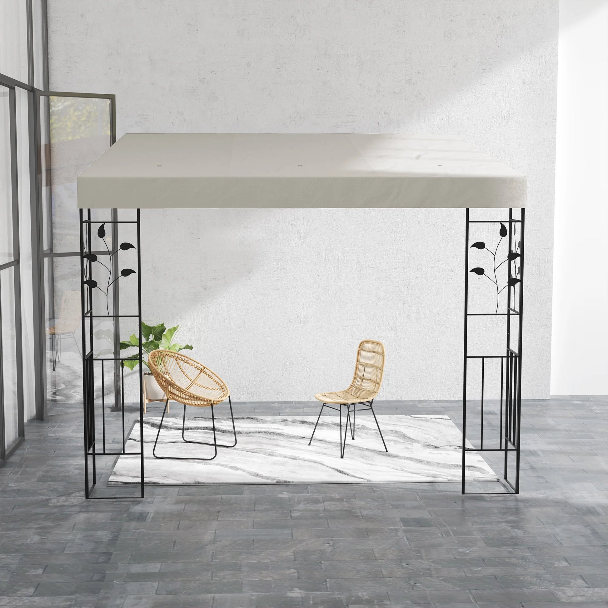 Outsunny 10' x 10' Outdoor Pergola Canopy, Metal Patio Canopy with Drainage Holes for Backyard, Garden, Porch, Cream White