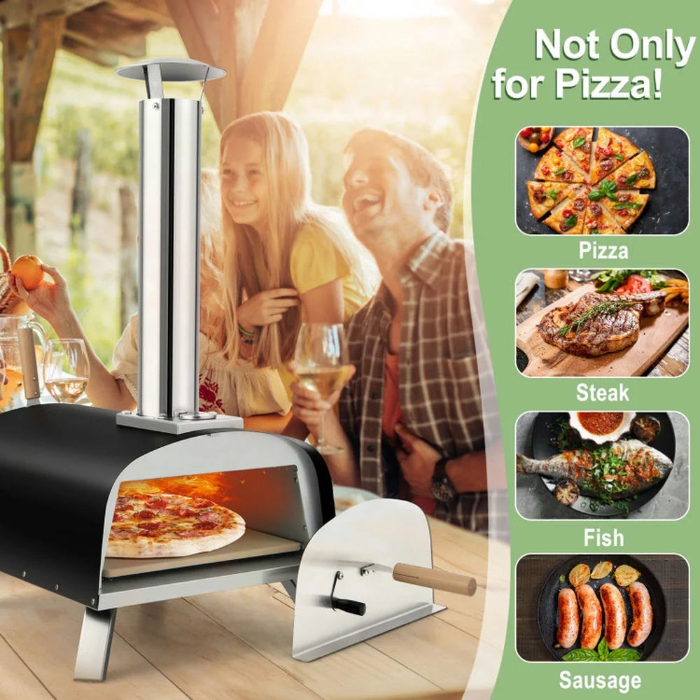 Topcobe Portable Multi-Fuel Pizza Oven with Pizza Stone and Pizza Peel, Cooking Space for Backyard, Patio and Parties