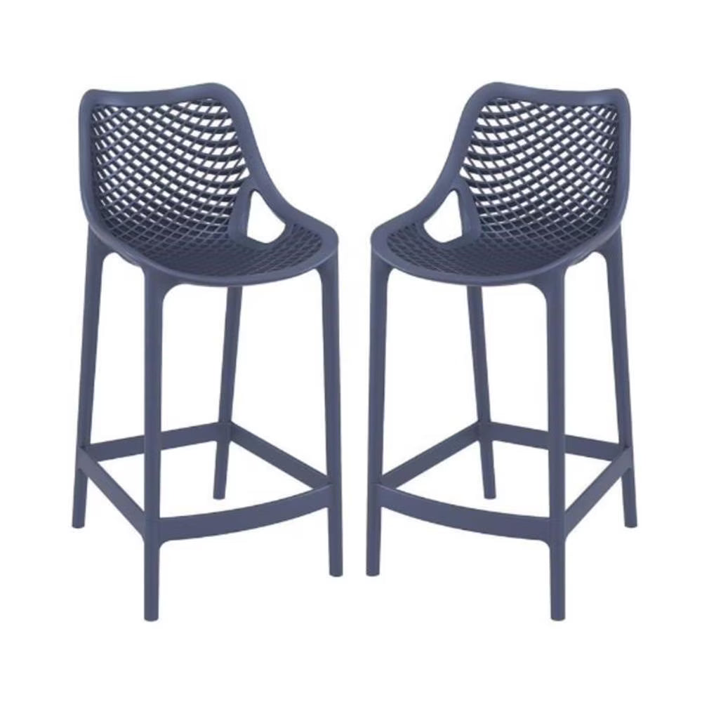 Home Square Polypropylene Patio Bar Stool in Taupe - Set of 2