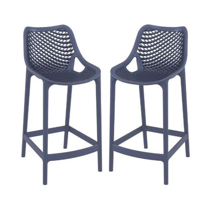 Home Square Polypropylene Patio Bar Stool in Taupe - Set of 2