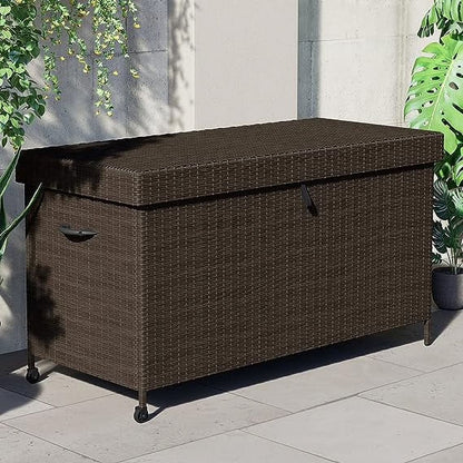 Grand Patio Outdoor 170 Gallon Deck Box Outdoor Large Wicker Storage Box, 52.45lb, 27.25''W, Black