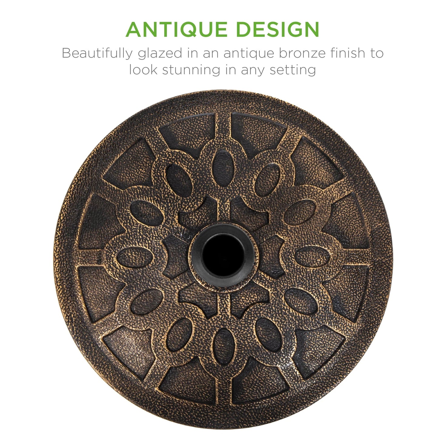 Best Choice Products 18in Round Heavy-Duty Steel Patio Umbrella Base Stand w/Rust-Resistant Finish - Bronze