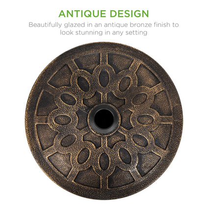 Best Choice Products 18in Round Heavy-Duty Steel Patio Umbrella Base Stand w/Rust-Resistant Finish - Bronze