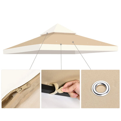 LAGarden 12'x12' UV30+ Gazebo Replacement Top for 2 Tier Outdoor Canopy Cover Patio Backyard Ivory+Sand