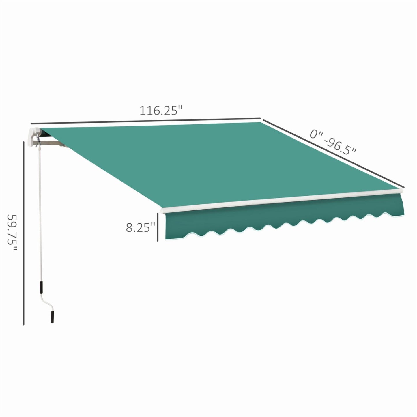 Retractable Awning, Patio Awnings, Sunshade Shelter w/Manual Crank Handle On-Site
