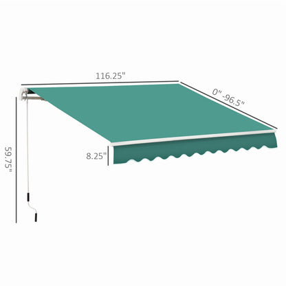 Retractable Awning, Patio Awnings, Sunshade Shelter w/Manual Crank Handle On-Site