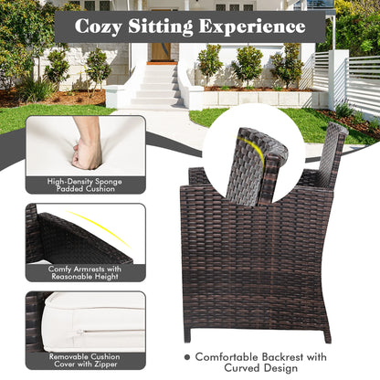 Costway 2-Person Patio Rattan Hanging Swing Chair Porch Loveseat Cushion Black