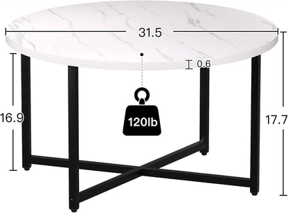 Round Coffee Table, 31.5" Circle Coffee TableRoma Round Coffee Tables Living Room, Large Coffee Table Round for Indoor & Outdoor Use, Office, Patio or Garden, Large Gray(31.5" D x 17.7" H)