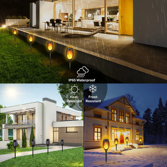Solar Outdoor Lights with Flickering Flame, 6 Packs Waterproof LED Solar Torch Light for Garden, Patio, Yard, Pathway, Lawn Decor