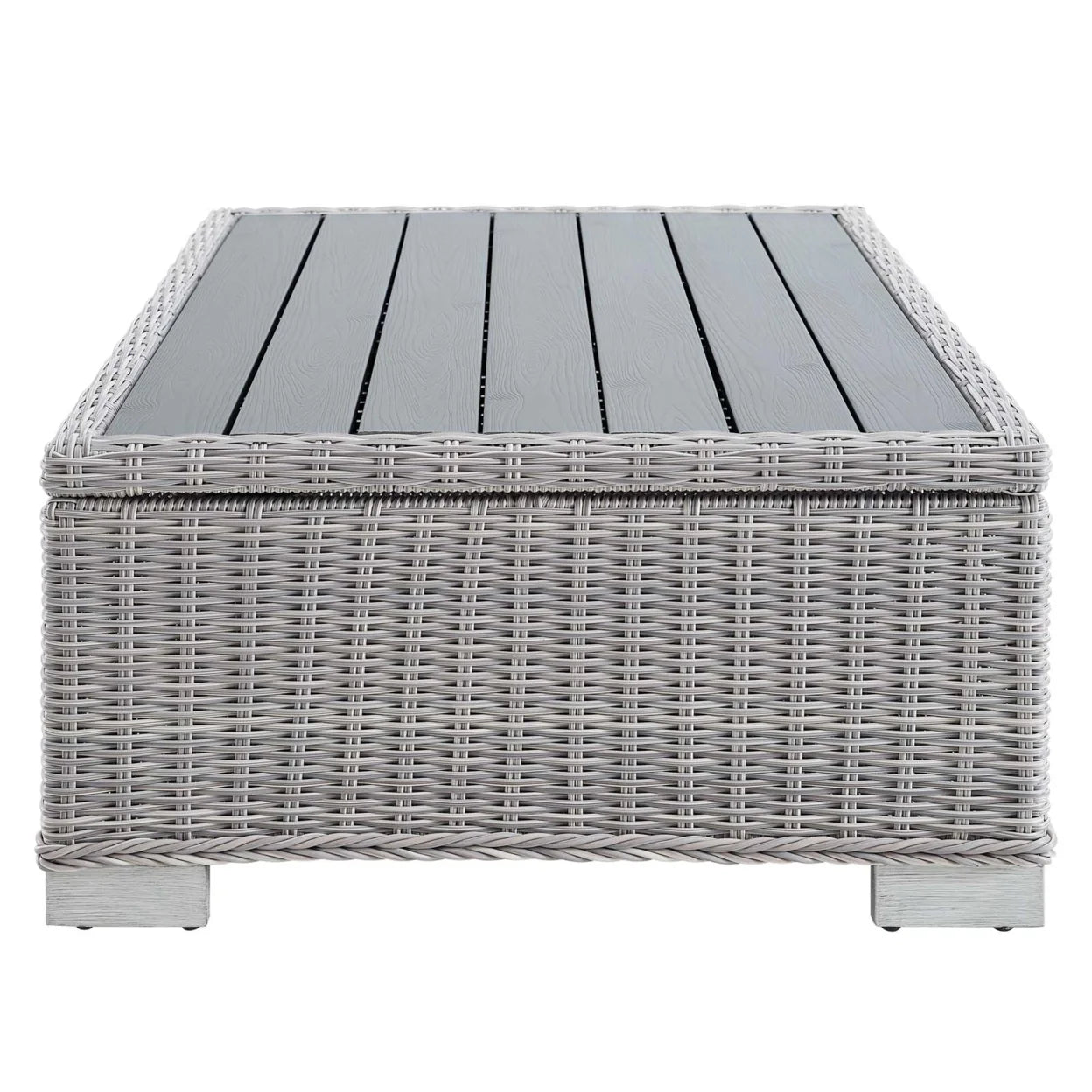 Modway Conway 45" Outdoor Patio Wicker Rattan Coffee Table in Light Gray
