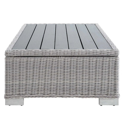 Modway Conway 45" Outdoor Patio Wicker Rattan Coffee Table in Light Gray