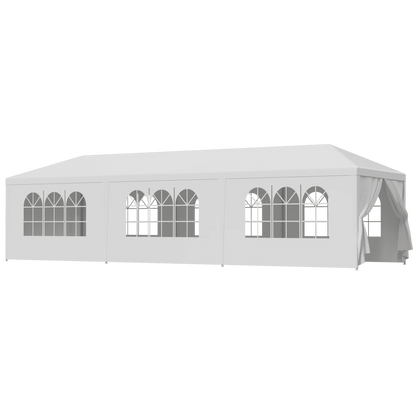 ZENSTYLE Patio Wedding Party Tent Set White Waterproof Canopy - 10 x 30' White