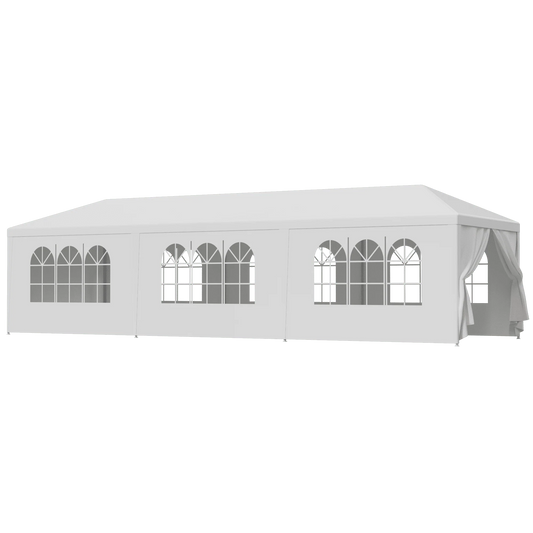 ZENSTYLE Patio Wedding Party Tent Set White Waterproof Canopy - 10 x 30' White