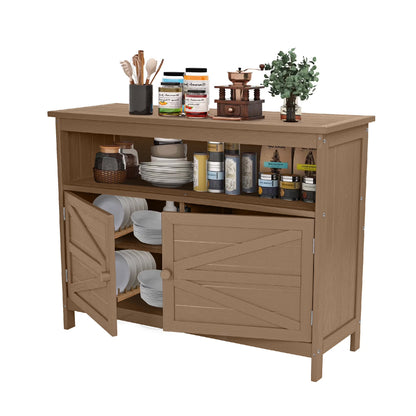Bstjewey Outdoor Storage Cabinet HIPS Patio Sideboard with 3 Shelves & Doors