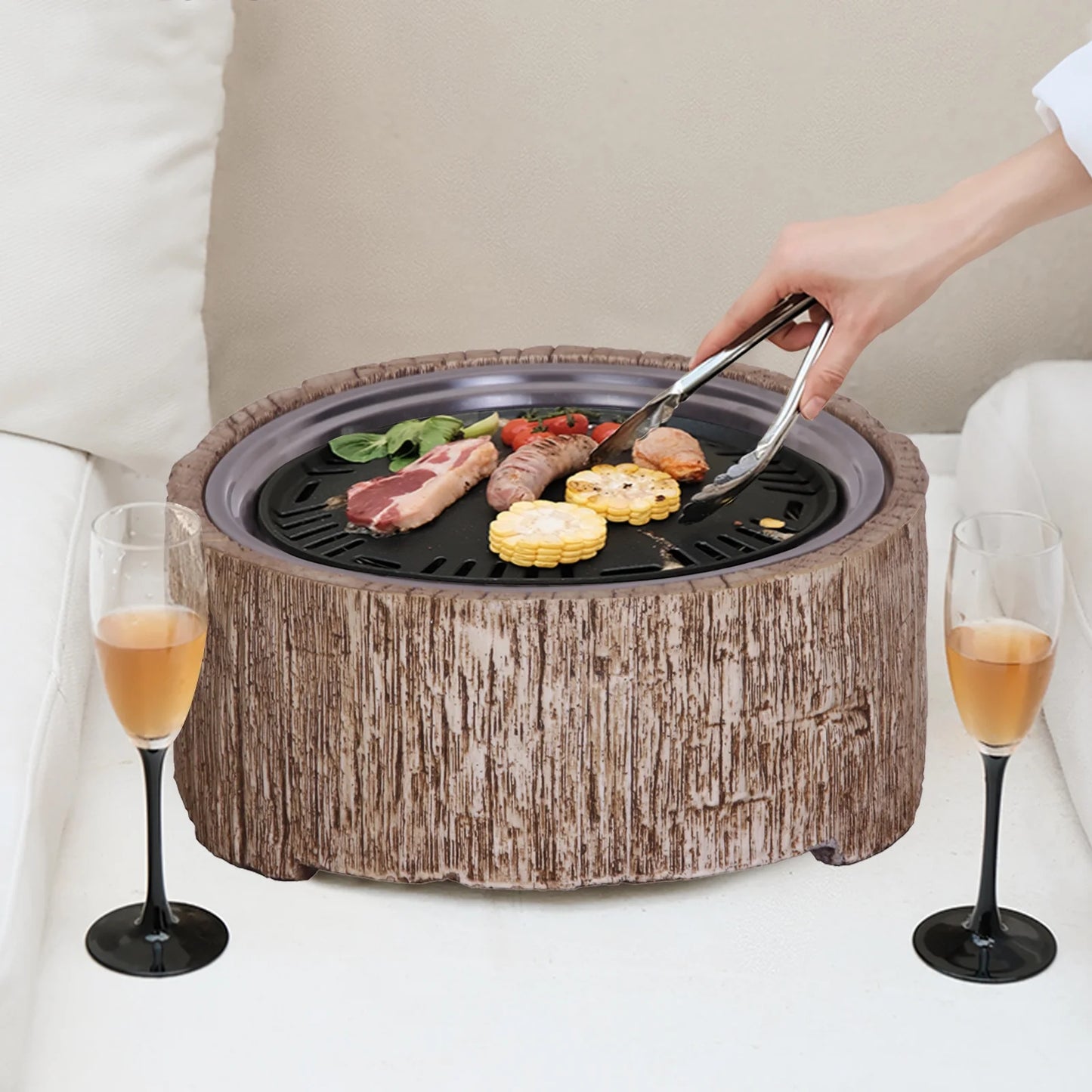 Afterglow 15 Inches Charcoal Grill Barbecue Smoker Stove Tabletop BBQ Outdoor Party for Patio Garden Backyard Decking Camping, Brown ?
