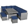 Costway 7 PCS Patio Rattan Dining Set Sectional Sofa Couch Ottoman Garden Red