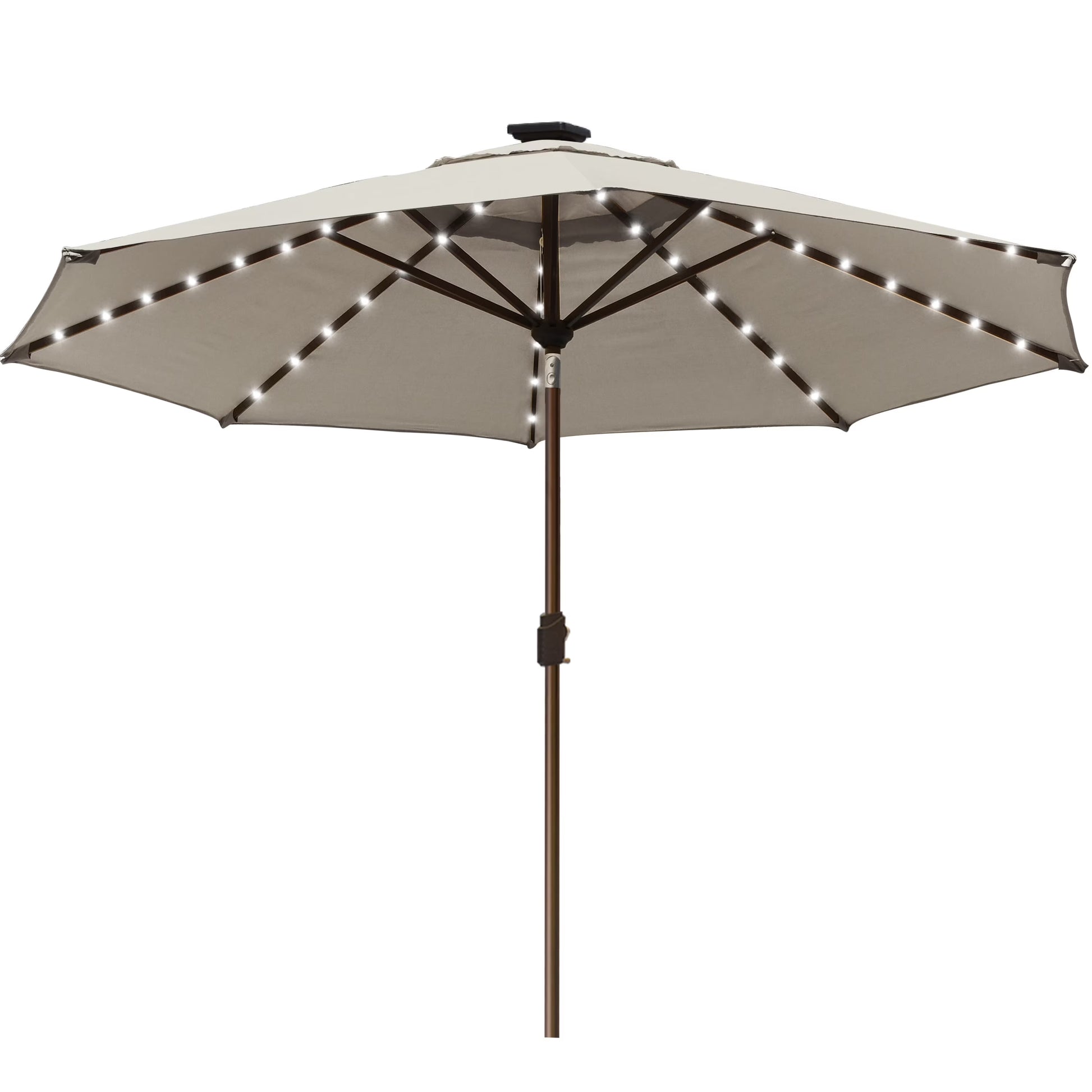 EliteShade Sunbrella Solar Umbrellas 9ft Market Umbrella with 80 LED Lights Patio Umbrellas Outdoor Table Umbrella with Ventilation and 5 Years Non-Fading Top,Coal