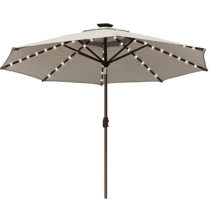 EliteShade Sunbrella Solar Umbrellas 9ft Market Umbrella with 80 LED Lights Patio Umbrellas Outdoor Table Umbrella with Ventilation and 5 Years Non-Fading Top,Coal