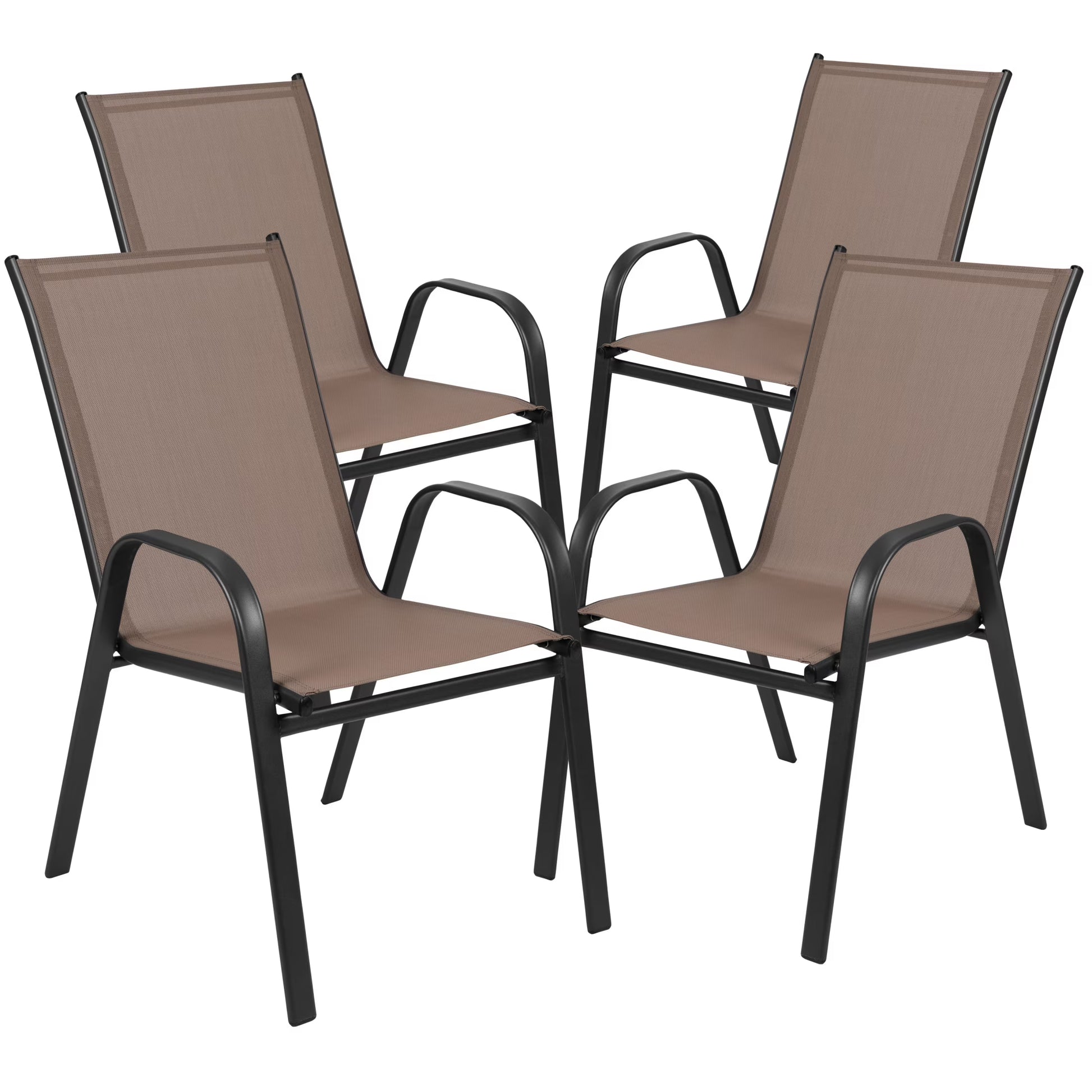 Flash Furniture Flash Furniture Brazos Series Outdoor Stackable Patio Chairs for Adults, Set of 4, Black