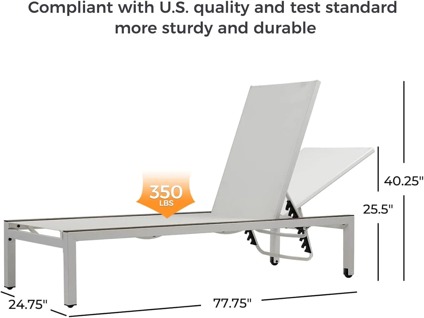 Grand Patio Steel 4 Adjustable Position and Portable Wheels Outdoor Chaise Lounge - Set of 2