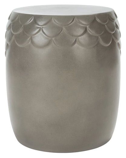 SAFAVIEH Julyvia Outdoor Patio Concrete Accent Stool, Dark Grey