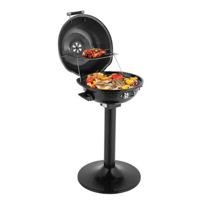 Electric BBQ Grill with Stand - 1600W Indoor/Outdoor Portable Grill, Double Layer, Adjustable Temp Control, Black - Perfect for Apartment & Patio