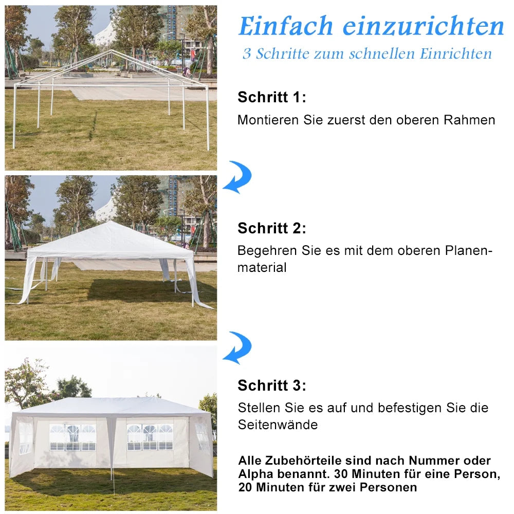 10'X20' Outdoor Party Tent with 4 Removable Sidewalls, Waterproof Canopy Patio Wedding Gazebo, White