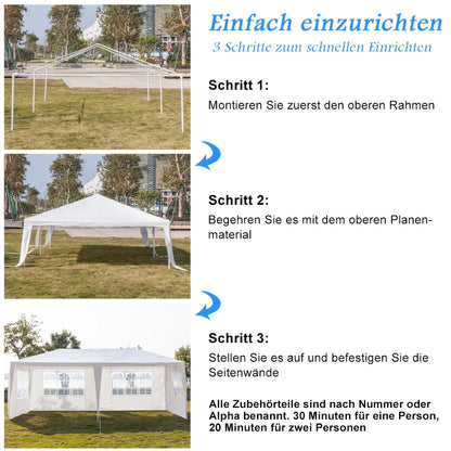 10'X20' Outdoor Party Tent with 4 Removable Sidewalls, Waterproof Canopy Patio Wedding Gazebo, White