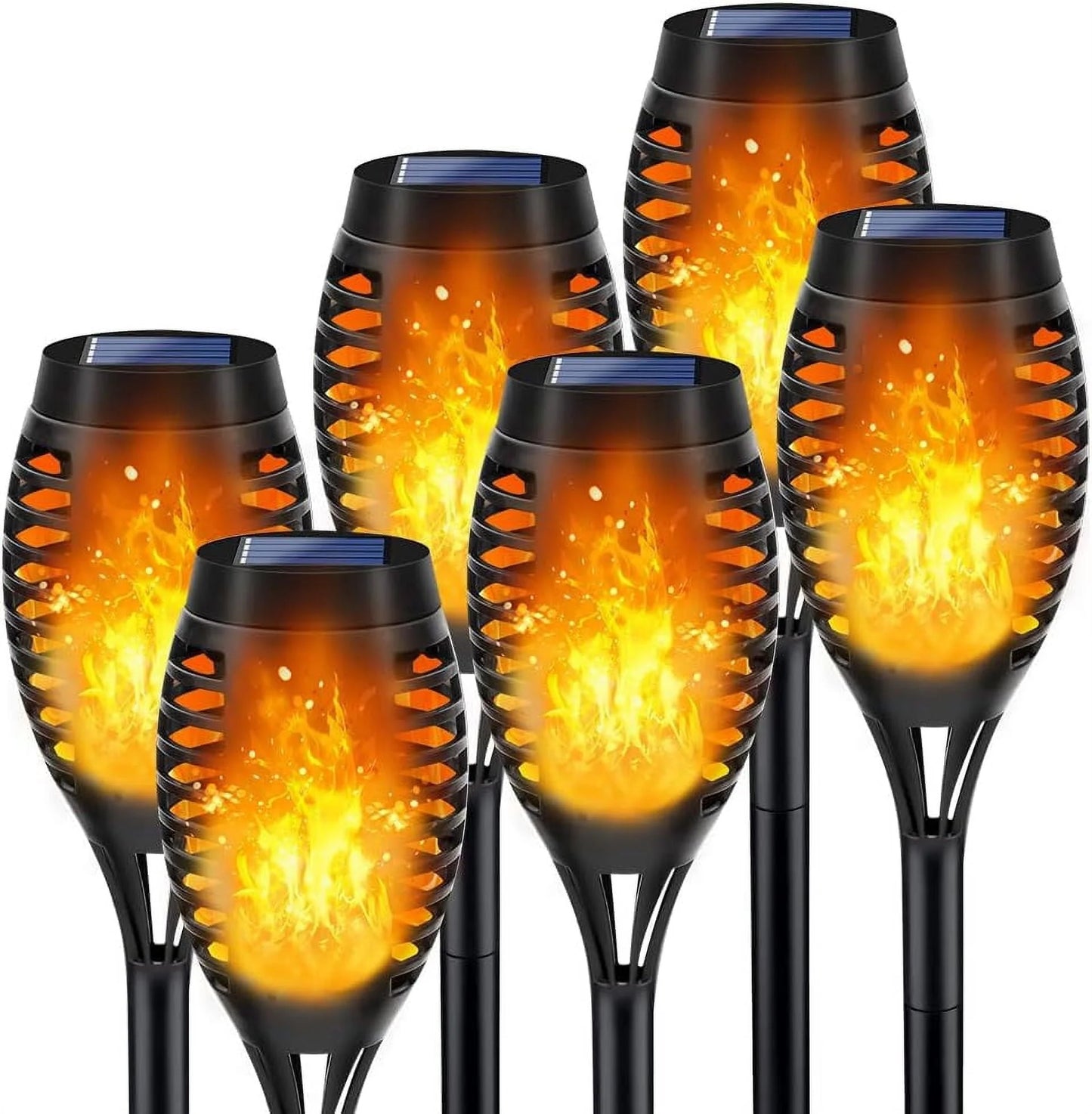 Solar Outdoor Lights with Flickering Flame, 6 Packs Waterproof LED Solar Torch Light for Garden, Patio, Yard, Pathway, Lawn Decor