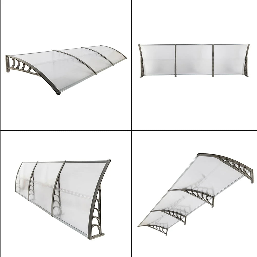 Zimtown 40"x120" Patio Front Door Patio Cover Awning Transparent Board & Gray Holder