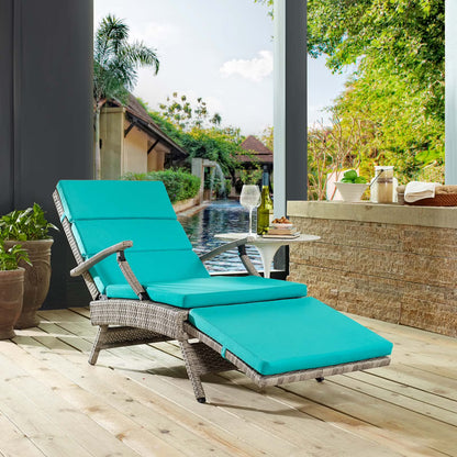Modway Envisage Chaise Outdoor Patio Wicker Rattan Lounge Chair in Light Gray White