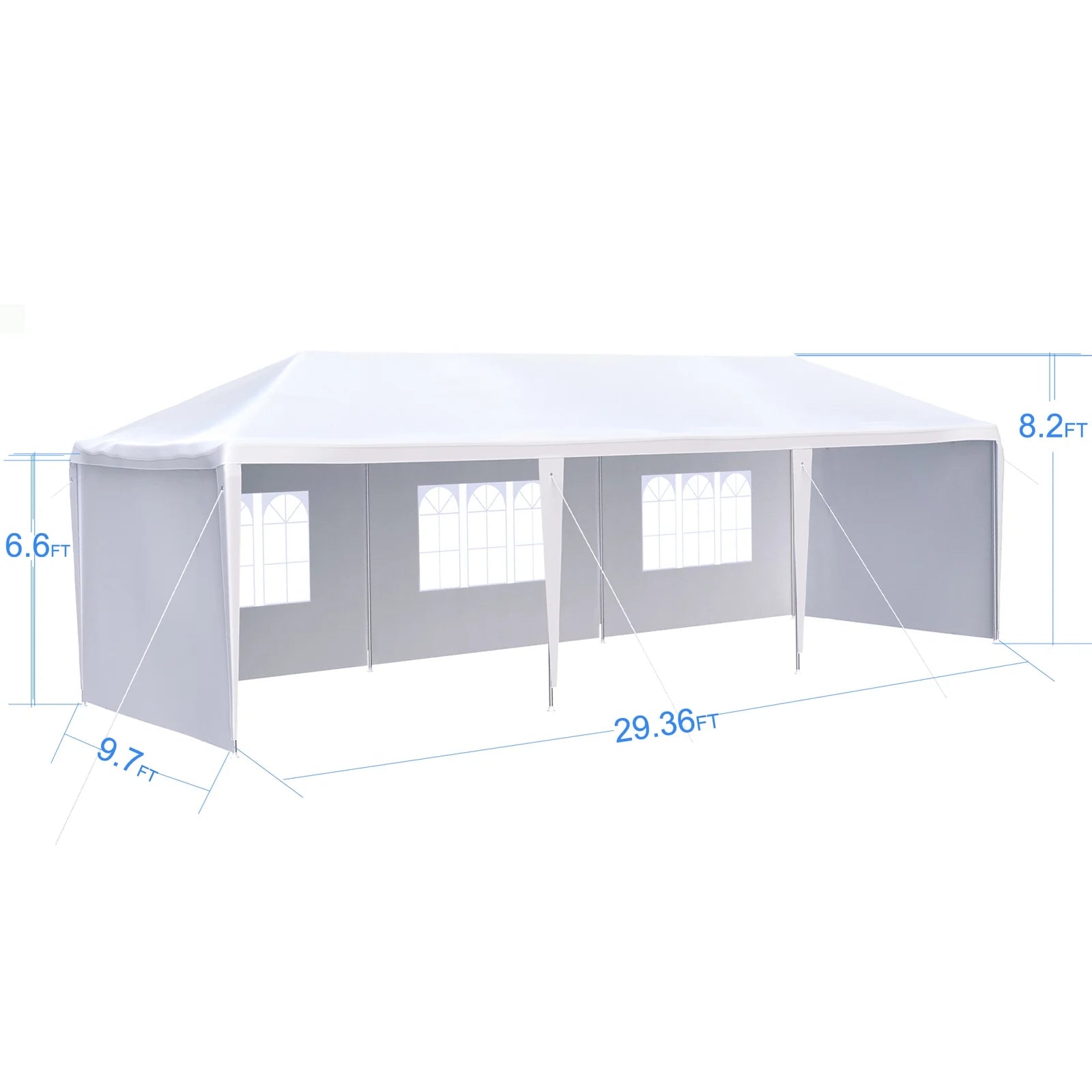 Welax 10'x30' Outdoor Party Tent with 5 Removable Sidewalls, Outdoor Gazebo Event Tent for Garden, Patio and Backyard, White