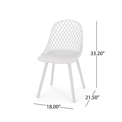 Noble House Lily Plastic Patio Dining Side Chair in White (Set of 4)