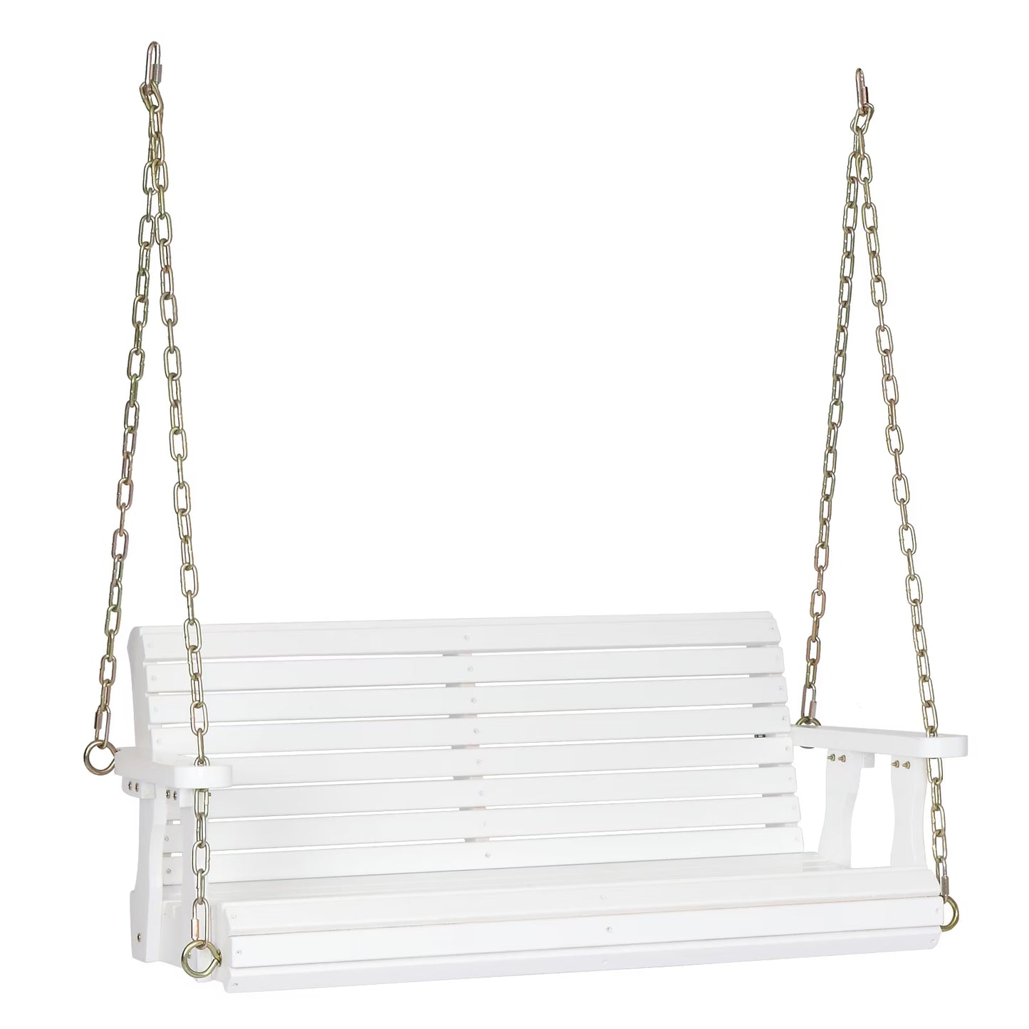 Ktaxon Patio Wooden Porch Swing for Courtyard & Garden, Heavy Duty 880 LBS Swing Chair Bench with Hanging Chains for Outdoors (White, 4 FT)
