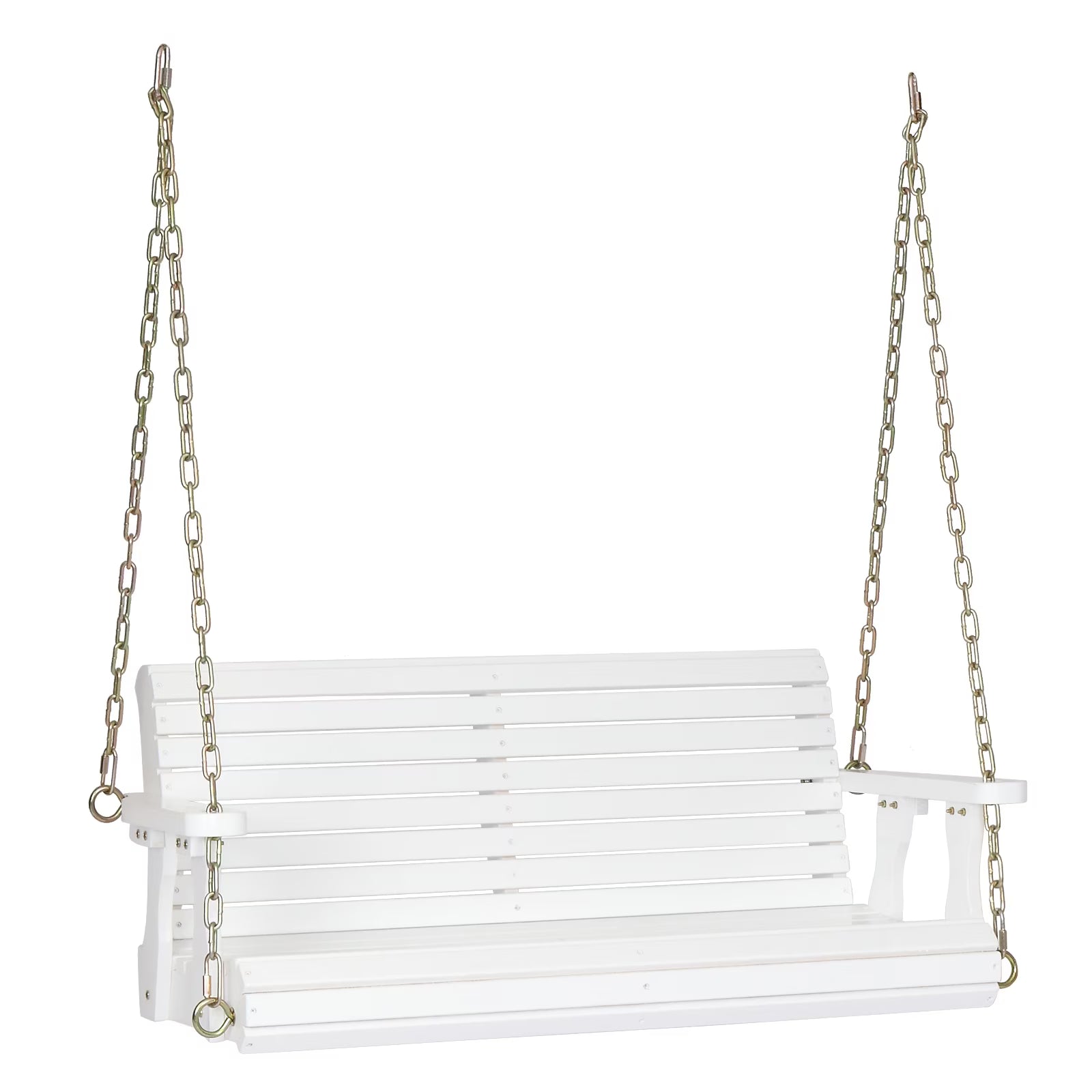 Ktaxon Patio Wooden Porch Swing for Courtyard & Garden, Heavy Duty 880 LBS Swing Chair Bench with Hanging Chains for Outdoors (White, 4 FT)