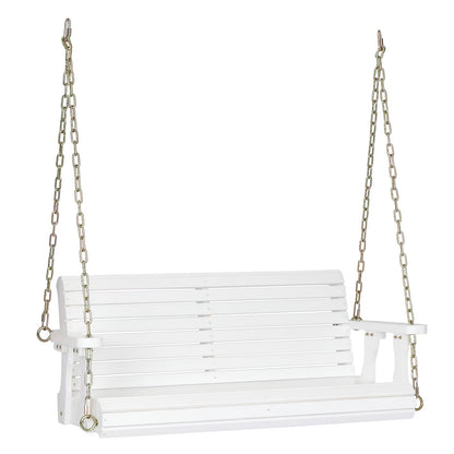 Ktaxon Patio Wooden Porch Swing for Courtyard & Garden, Heavy Duty 880 LBS Swing Chair Bench with Hanging Chains for Outdoors (White, 4 FT)