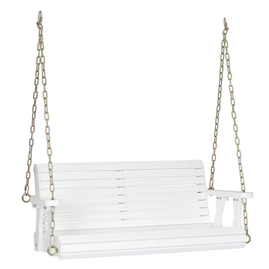 Ktaxon Patio Wooden Porch Swing for Courtyard & Garden, Heavy Duty 880 LBS Swing Chair Bench with Hanging Chains for Outdoors (White, 4 FT)