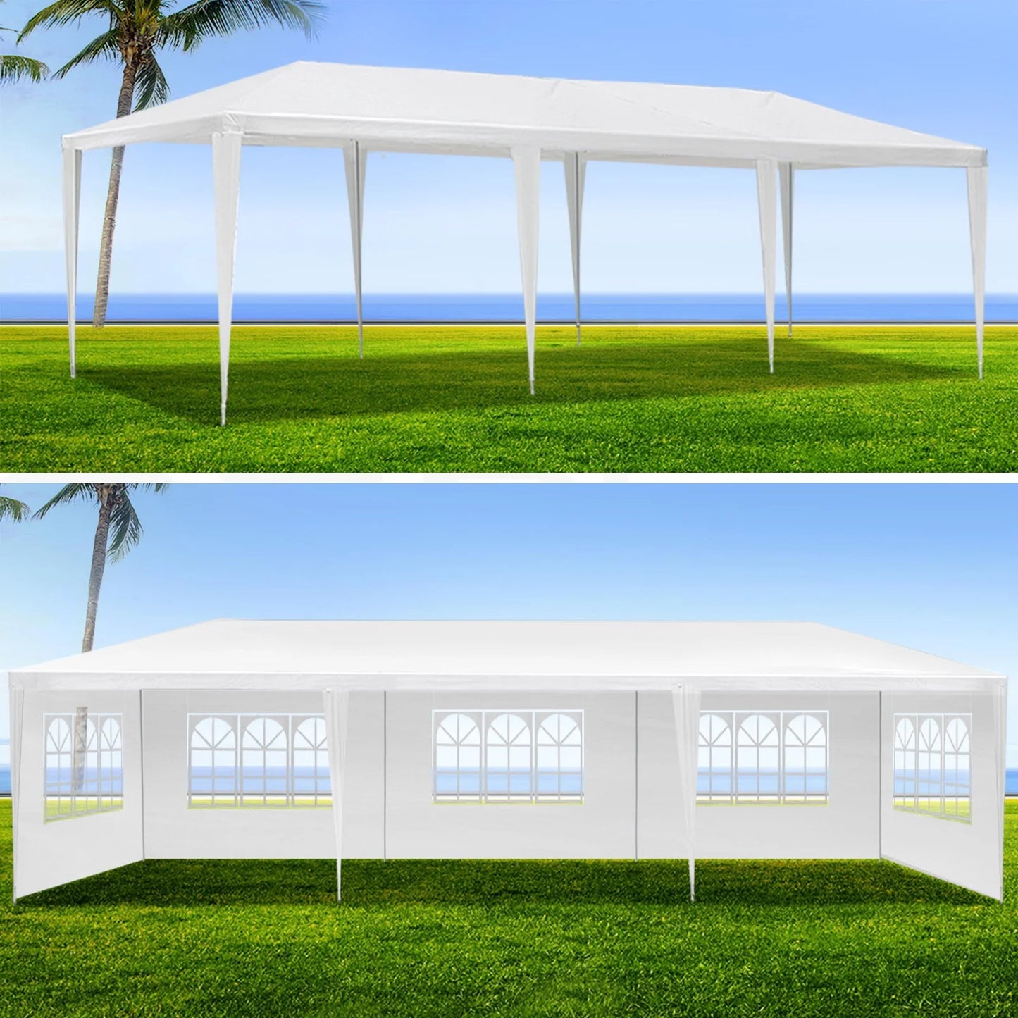 10FTx30FT Wedding Party Canopy Tent With 8 Removable Sidewalls Waterproof Canopy Patio Wedding Gazebo Outdoor Wedding Party Tent For Household Wedding Party Parking Shed