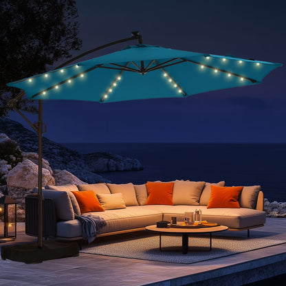 10ft Patio Umbrellas OffsetOutdoor Umbrella Cantilever Hanging Umbrellas with Infinite Tilt,Fade Resistant Waterproof Fabric & Base,for Yard,Garden,Home,Pool & Deck,Red