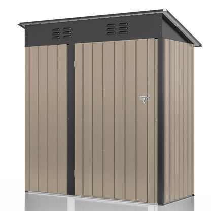 NETAJE 5'x3' Outdoor Metal Storage Shed with Updated Frame Structure and Lockable Doors for Backyard Garden Patio Lawn, Brown