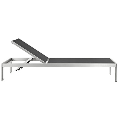 Modern Contemporary Urban Design Outdoor Patio Balcony Chaise Lounge Chair, Black, Metal Aluminum