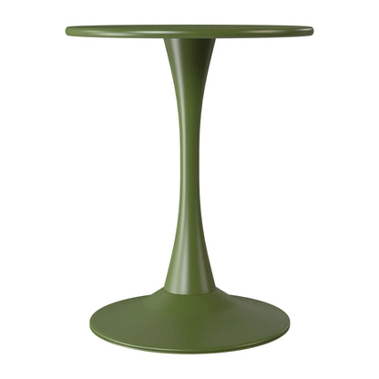 WestinTrends Playa 3-Piece Outdoor Round Metal Dining Table Set And Stackable Resin Patio Dining Side Chairs, Olive Green