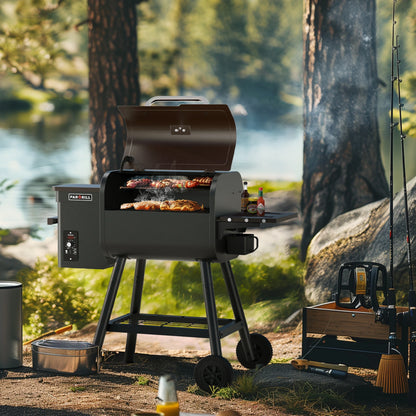 PARGRILL Wood Pellet Grill & Smoker,BBQ Grill with Auto Temperature Control,467 Sq In Cooking Area,for Outdoor Cooking, Patio and Backyard, Bronze Black