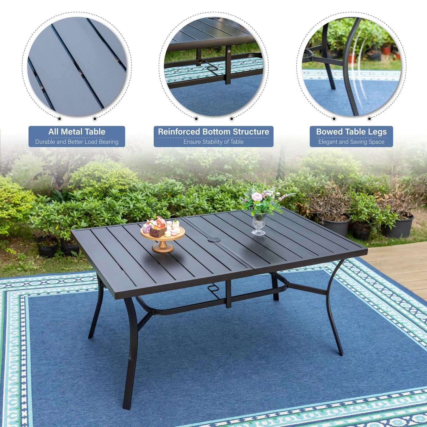 Sophia & William 7 Pieces Metal Patio Dining Set for 6 Outdoor Textilene Chairs Table Set