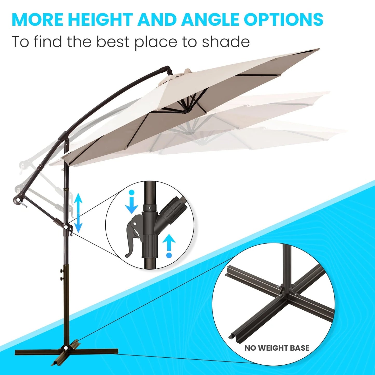 Serwall 10' Outdoor Hanging Offset Cantilever Umbrella for Patio(No Base), Beige