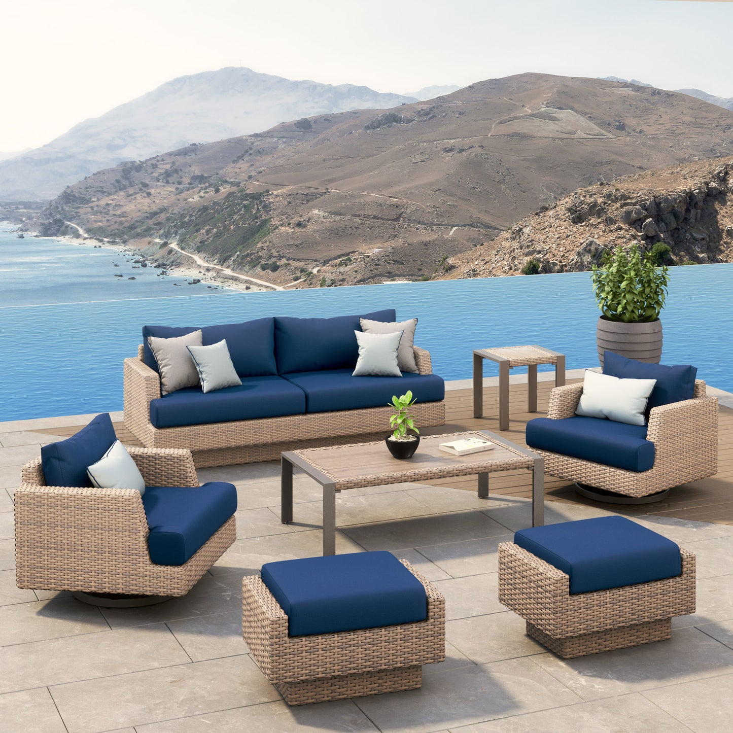 Portofino Repose 7-piece Outdoor Patio Motion Seating Set